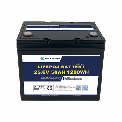 24V 50AH LiFePO4 Lithiumbatterij voor zeeschepen met BT en verwarming