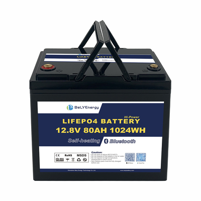 Oplaadbare 12V80AH Lithiumbatterie met BT en zelfverwarming